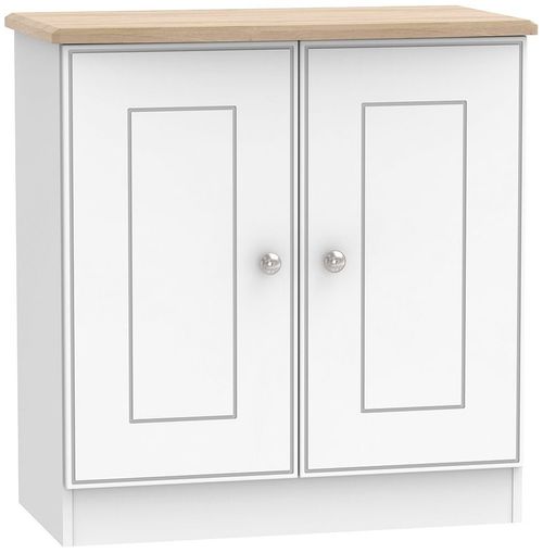 Victoria White and Riviera Oak 2 Door Hall Cabinet 