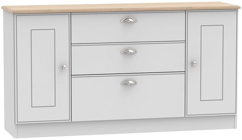 Victoria Grey and Riviera Oak Wide Sideboard - 2 Doors