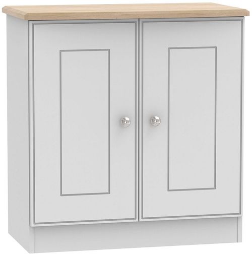 Victoria Grey and Riviera Oak 2 Door Hall Cabinet 