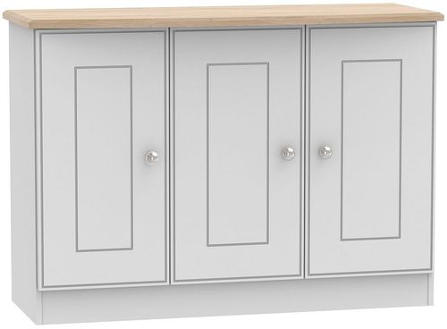 Victoria Grey and Riviera Oak Small Sideboard - 3 Doors