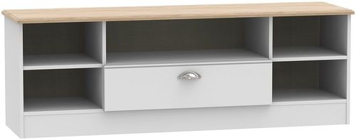 Victoria Grey and Riviera Oak 145cm Wide TV Unit 