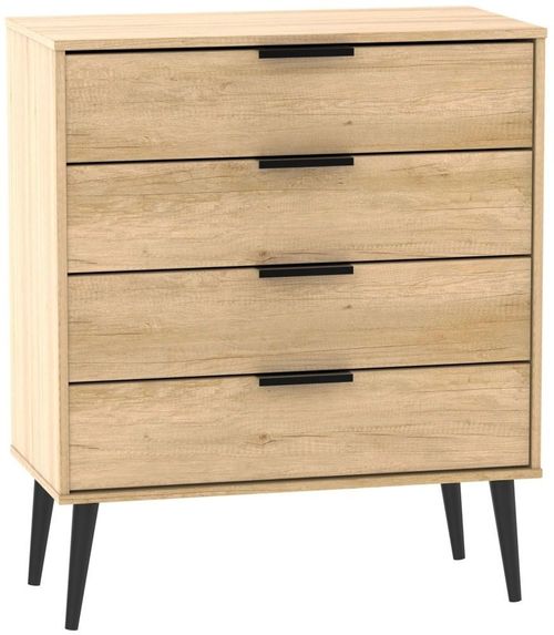 Hong Kong Oak Effect 4 Drawer Chest with Wooden Legs