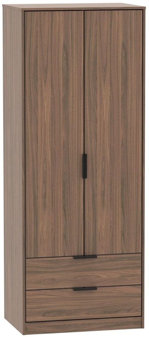 Hong Kong Walnut Effect 2 Door 2 Drawer Tall Wardrobe