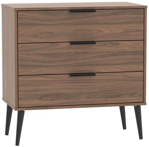 Hong Kong Walnut Effect 3 Drawer Midi Chest with Wooden Legs