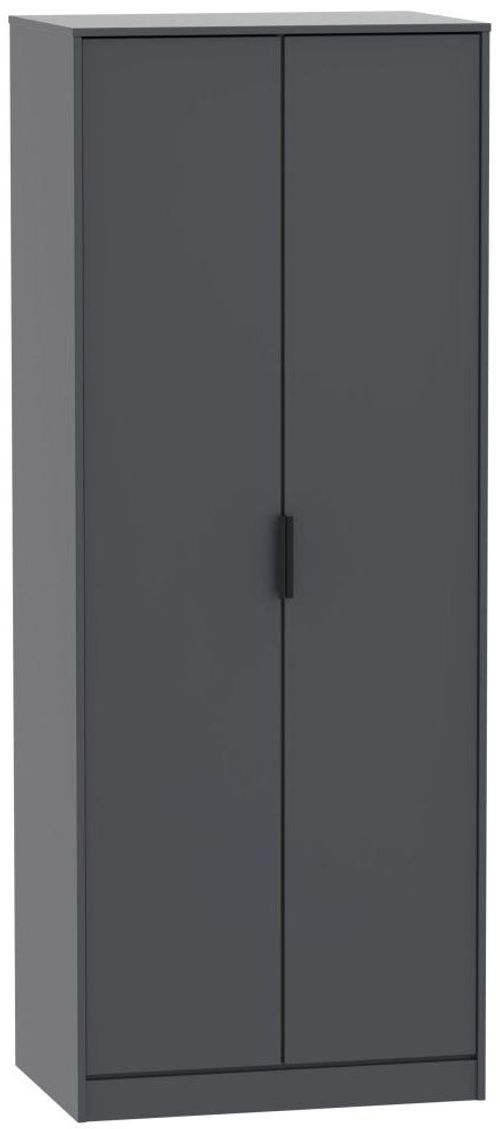 Hong Kong Graphite 2 Door Plain Tall Wardrobe