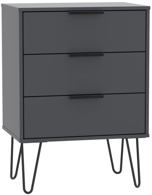 Hong Kong Graphite 3 Drawer Small Chest with Hairpin Legs
