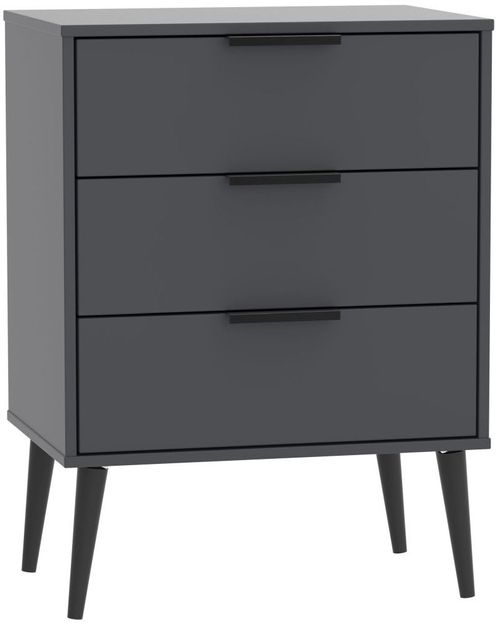 Hong Kong Graphite 3 Drawer Small Chest with Wooden Legs