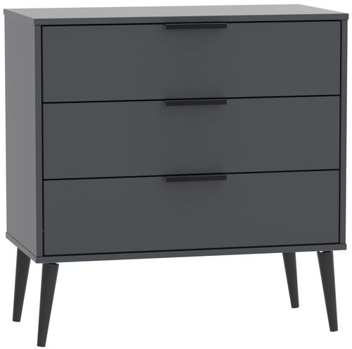 Hong Kong Graphite 3 Drawer Midi Chest with Wooden Legs