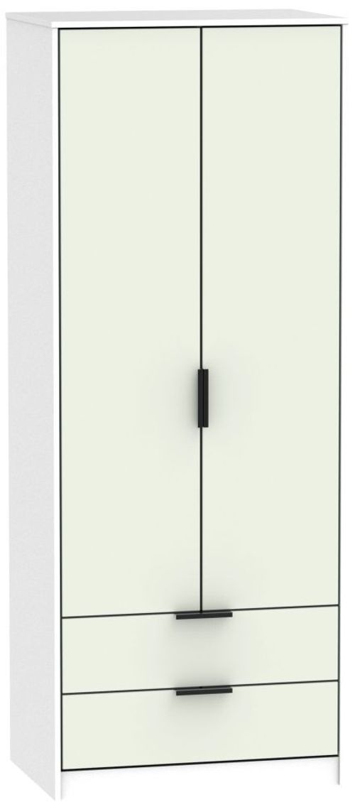 Hong Kong Cashmere and White 2 Door 2 Drawer Tall Wardrobe
