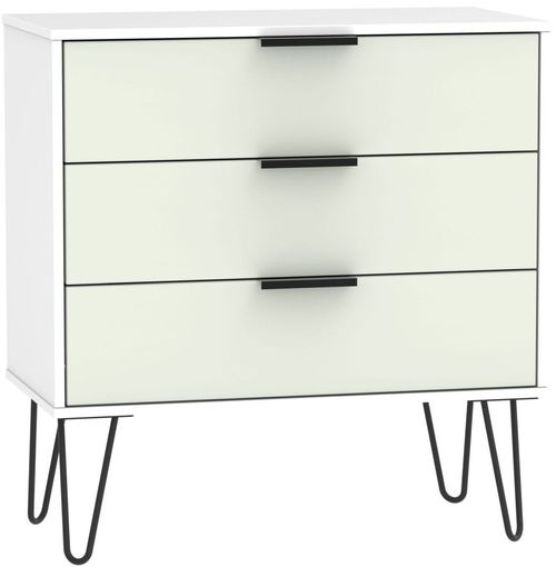 Hong Kong Cashmere and White 3 Drawer Midi Chest with Hairpin Legs