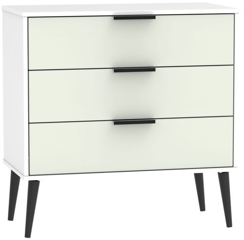 Hong Kong Cashmere and White 3 Drawer Midi Chest with Wooden Legs