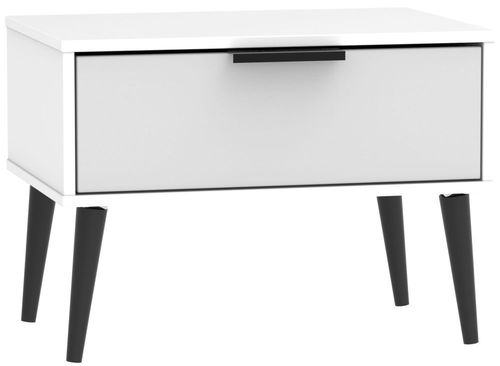 Hong Kong Grey and White 1 Drawer Wide Bedside Cabinet