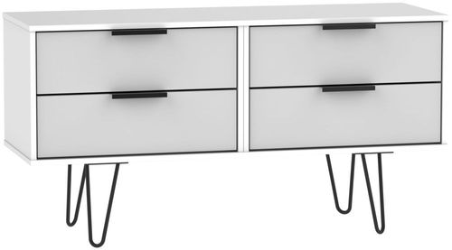 Hong Kong Grey and White Bed Box with Hairpin Legs