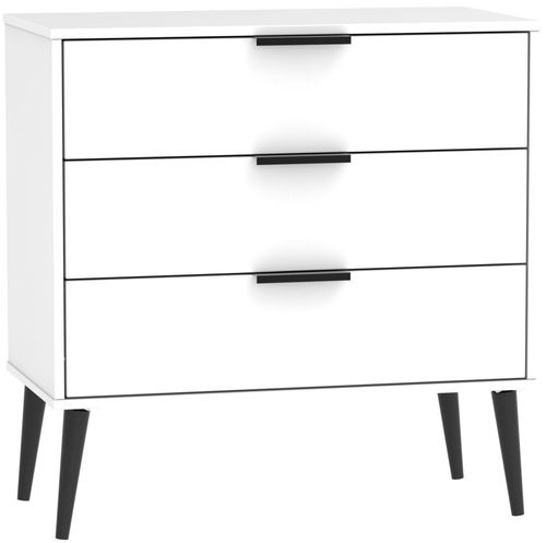 Hong Kong White 3 Drawer Small Chest with Wooden Legs