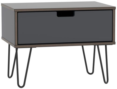 Shanghai Graphite 1 Drawer Bedside Cabinet with Hairpin Legs