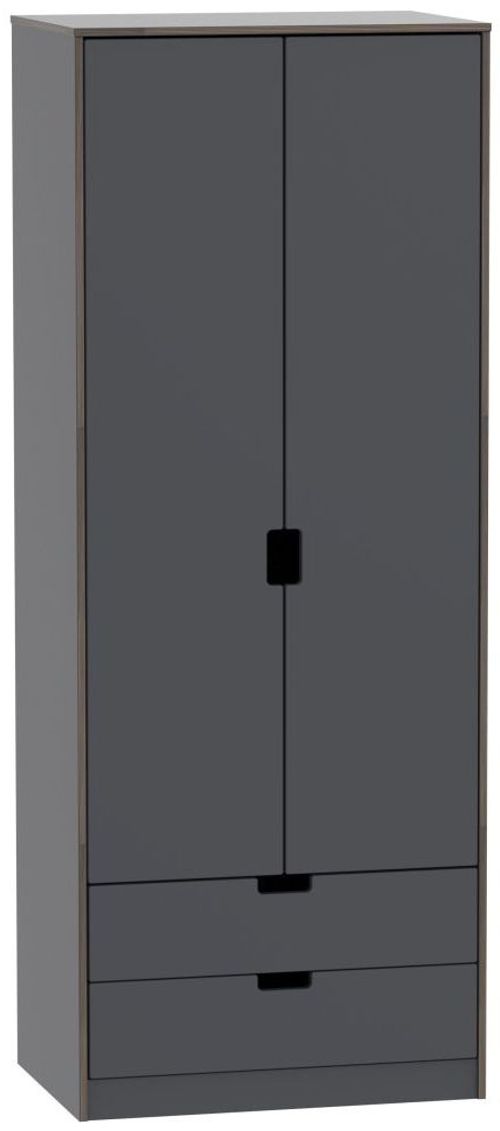 Shanghai Graphite 2 Door 2 Drawer Tall Wardrobe