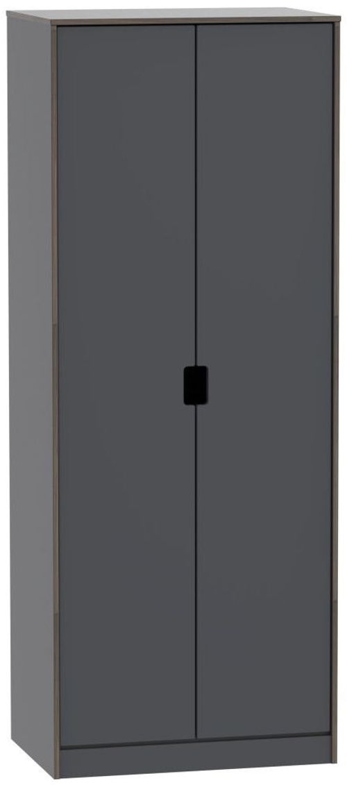 Shanghai Graphite 2 Door Plain Tall Wardrobe