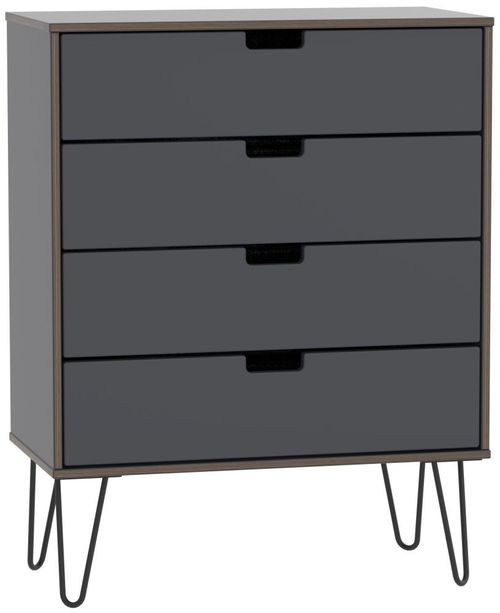 Shanghai Graphite 4 Drawer Chest with Hairpin Legs