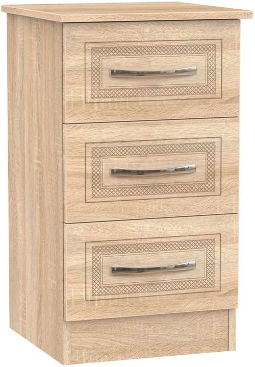 Dorset Oak Effect 3 Drawer Beside Cabinet