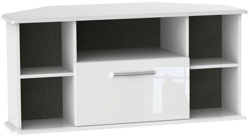 Knightsbridge White Gloss 115cm Corner TV Unit