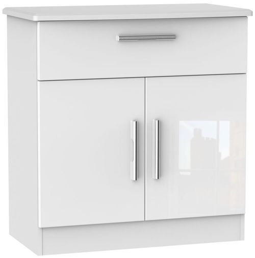 Knightsbridge White Gloss Compact Sideboard - 2 Doors