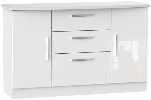 Knightsbridge Gloss White Medium Sideboard - 2 Doors