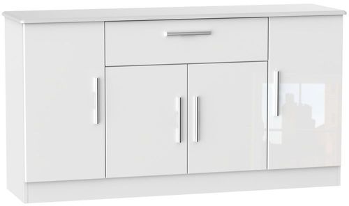 Knightsbridge White Gloss Wide Sideboard - 4 Doors