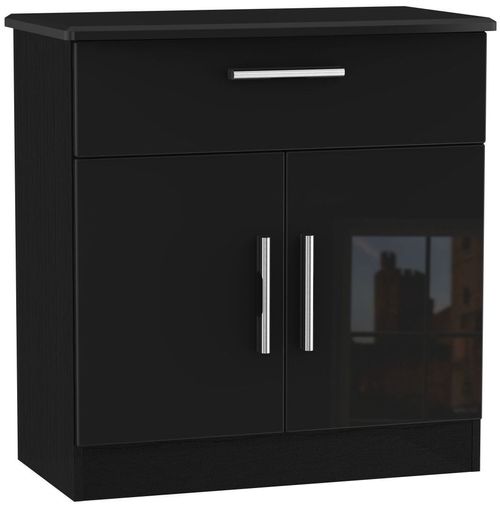 Knightsbridge Gloss Black Compact Sideboard - 2 Doors