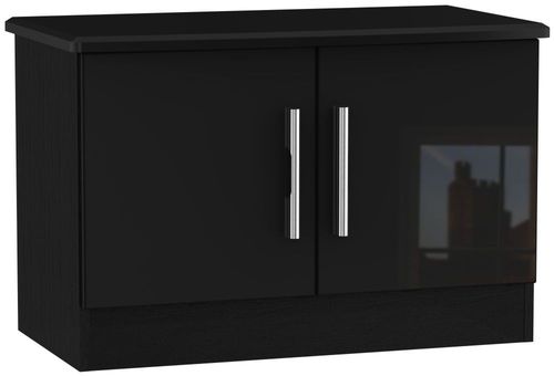 Knightsbridge Black Gloss 2 Door Low Cabinet