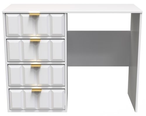 Cube White 4 Drawer Desk