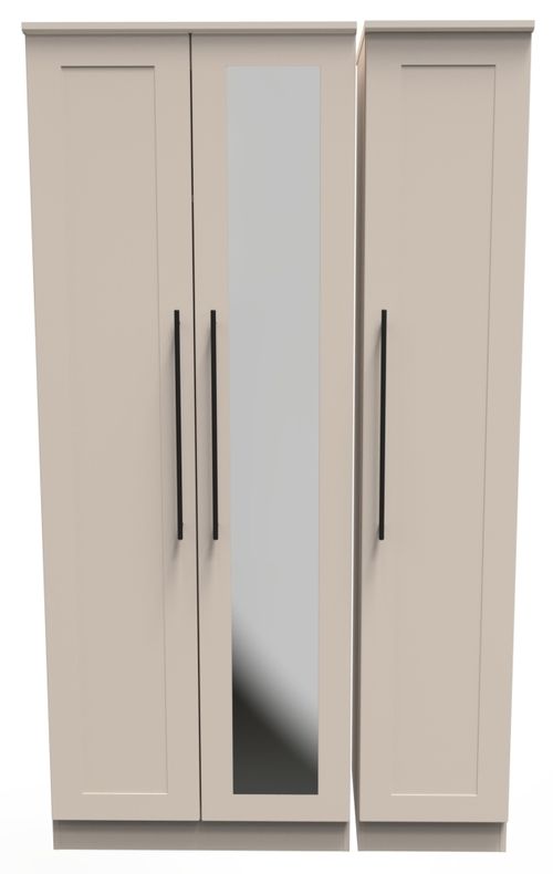 Beverley Cashmere 3 Door Tall Triple Wardrobe - 1 Mirror