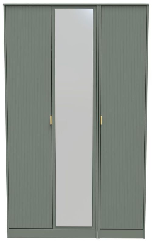 Nashville Green 3 Door Tall Triple Wardrobe - 1 Mirror