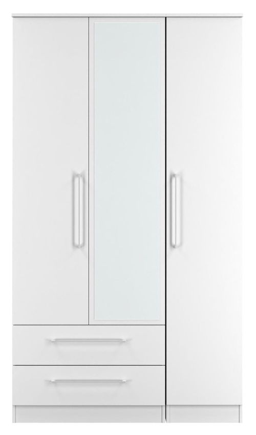 Worcester White 3 Door Tall Combi Wardrobe - LHF 2 Drawers