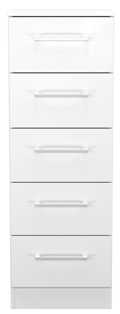 Worcester White 5 Drawer Narrow Chest