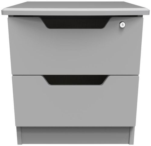 Bella Grey 2 Drawer Bedside Cabinet with Lock