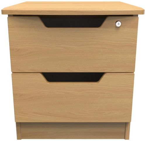 Bella Oak Effect 2 Drawer Bedside Cabinet with Lock