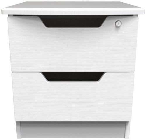Bella White 2 Drawer Bedside Cabinet with Lock