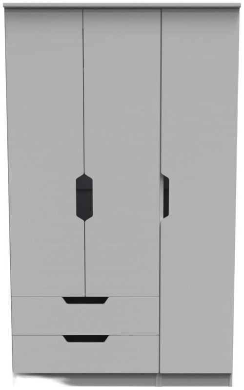 Bella Grey Ash 3 Door Triple Wardrobe - LHF 2 Drawers