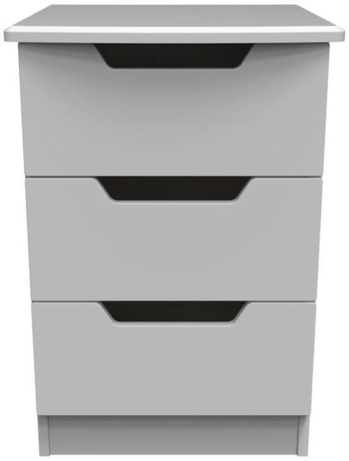Bella Grey 3 Drawer Bedside Cabinet