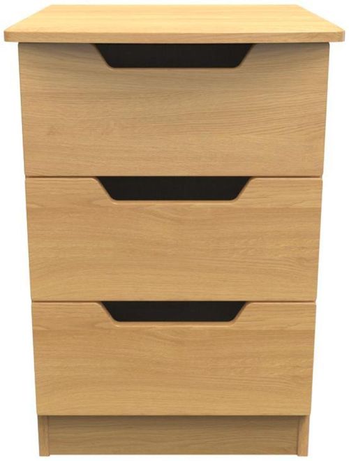 Bella Oak Effect 3 Drawer Bedside Cabinet