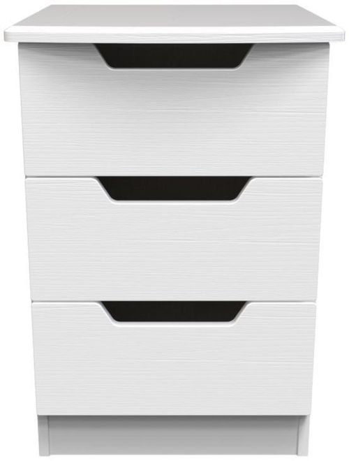 Bella White 3 Drawer Bedside Cabinet