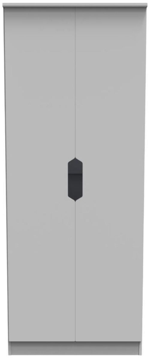 Bella Grey 2 Door Plain Tall Wardrobe