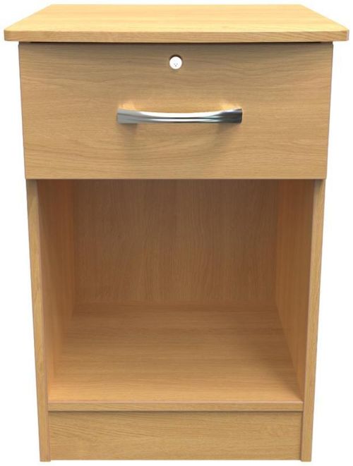 Eve Oak Effect 1 Drawer Bedside Table with Lock