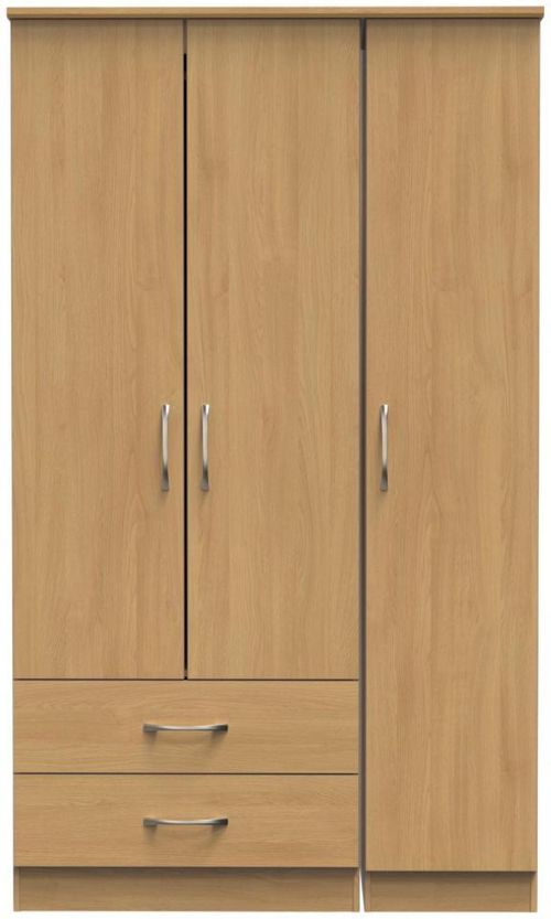 Eve Oak Effect 3 Door Tall Triple Wardrobe - LHF 2 Drawers
