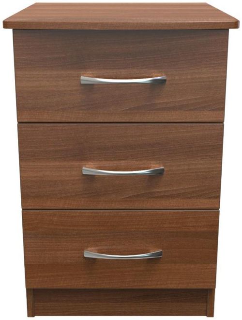 Eve Walnut Effect 3 Drawer Beside Cabinet