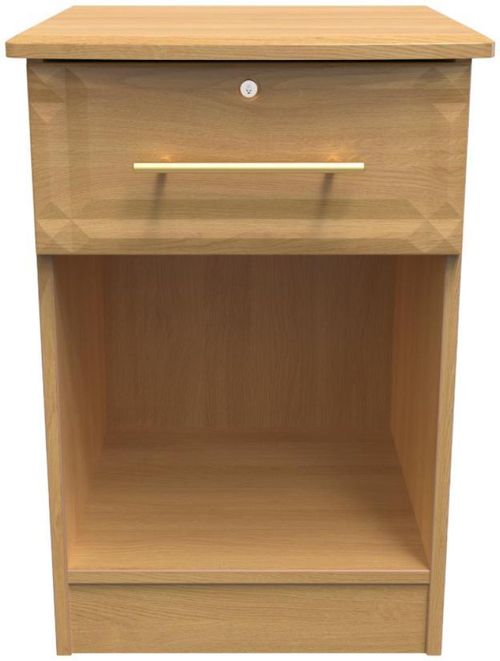 Faye Oak Effect 1 Drawer Bedside Table with Lock