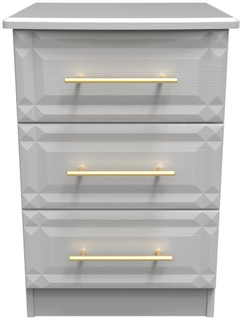 Faye Grey Ash 3 Drawer Beside Cabinet