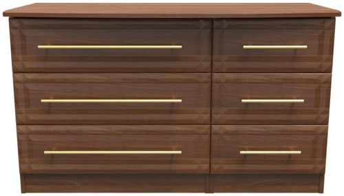 Faye Walnut Effect 6 Drawer Midi Dresser