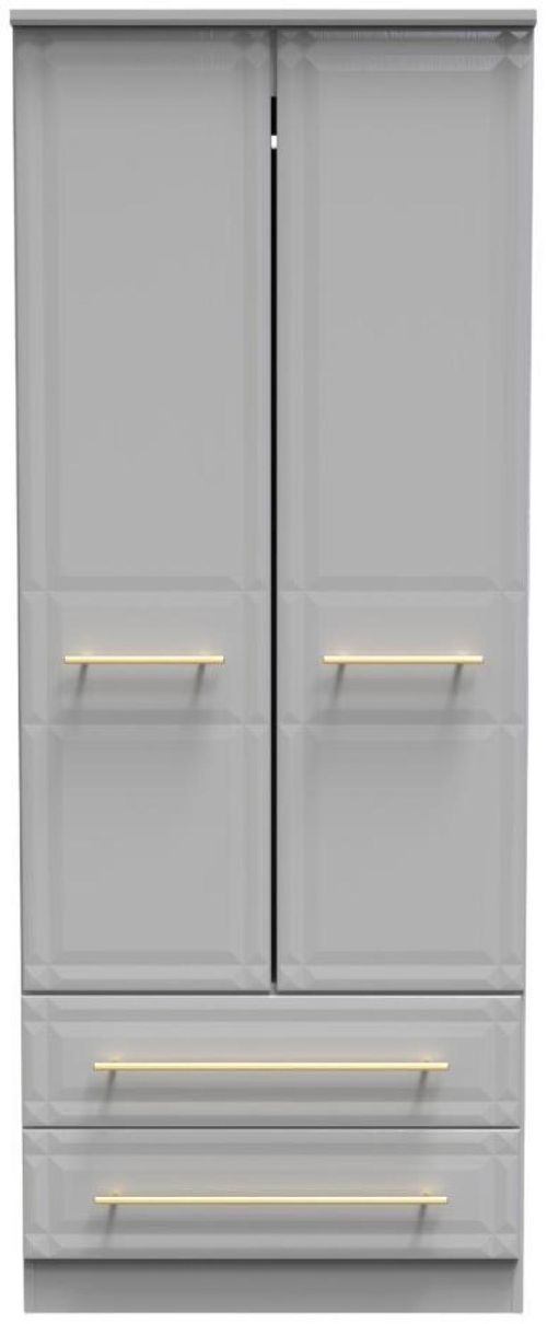 Faye Grey Ash 2 Door 2 Drawer Double Wardrobe