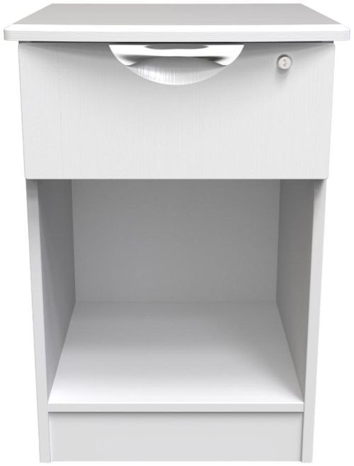 Flora White 1 Drawer Bedside Table with Lock